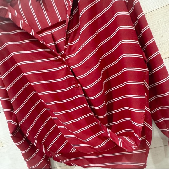 Forever 21 stripe long sleeve chiffon faux wrap top ❤️ - Picture 4 of 5
